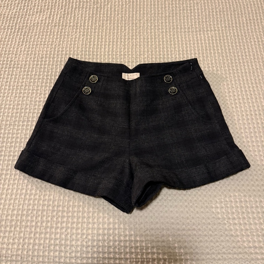 Ted Baker Black High Waist Plaid Women's Shorts